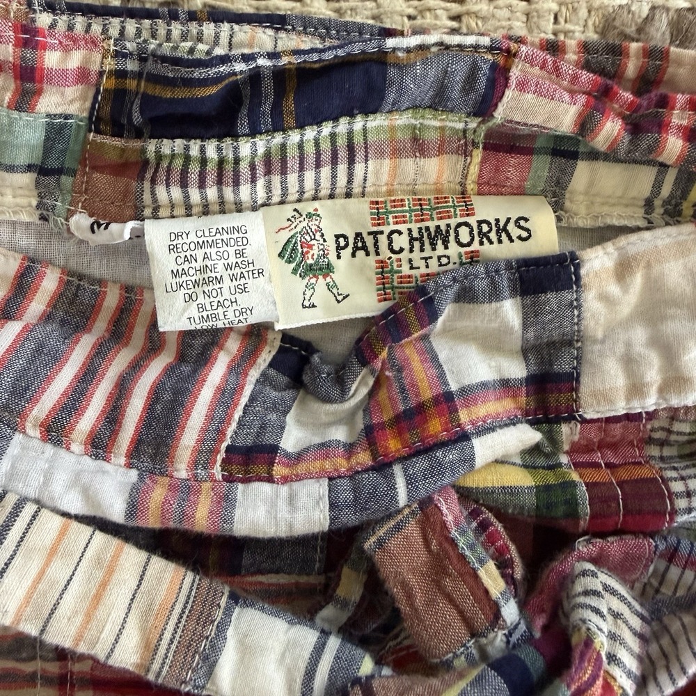 VTG 70s Patchwork Madras Plaid Wrap Skirt Size XS Coastal Preppy - Picture 4 of 7